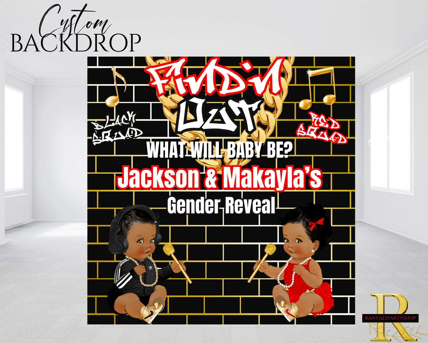 Find'N Out Gender Reveal Backdrop | Find'N Out Gender Reveal | Gender Reveal Banner |  Gender Reveal Backdrop |