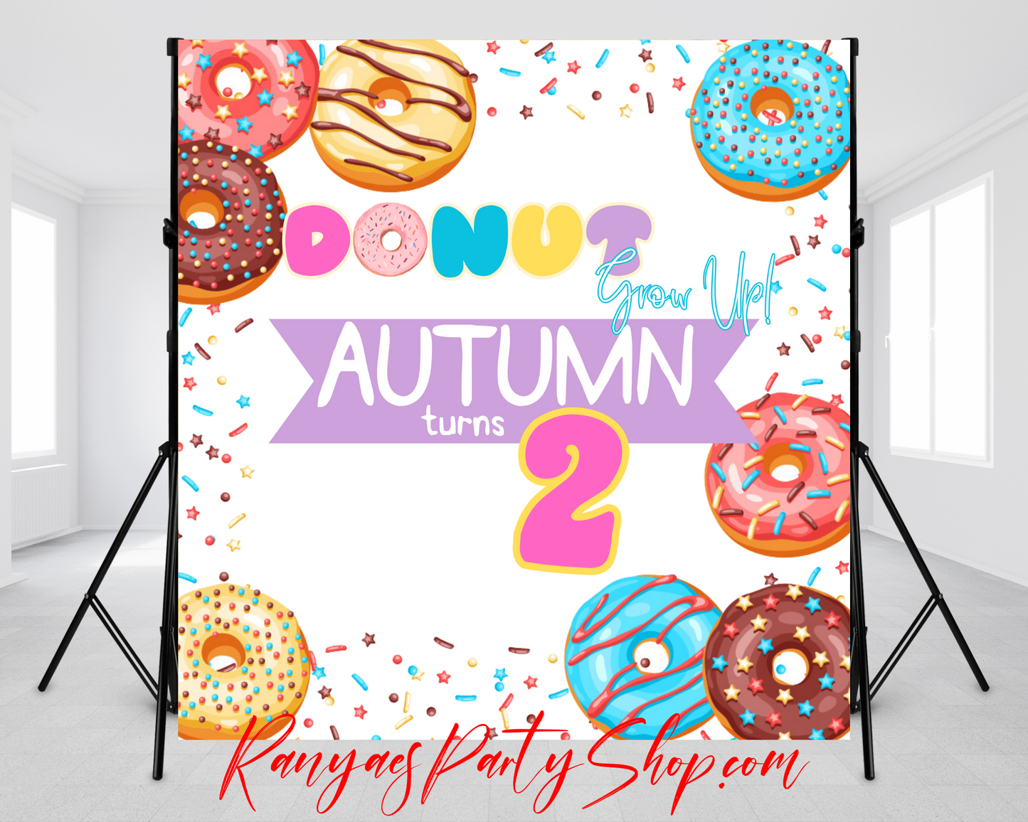 Donut Grow Up Birthday Backdrop | Donut Grow Up Birthday Banner | Donut Party Backdrop