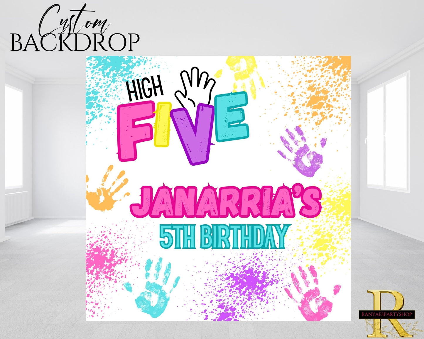 High Five Vinyl Backdrop | High Five Birthday Backdrop| 5th Birthday Party | Birthday Party Banner