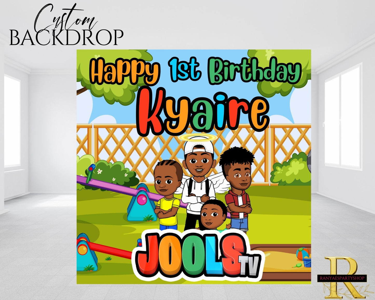 Jools Tv Birthday Backdrop | Boys Party Backdrop | Kids Tv Party Backdrop | Birthday Party Banner