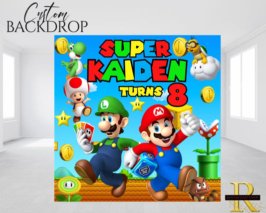 Super Mario Backdrop | Super Mario Banner | Birthday Backdrop | Birthday Party Banner