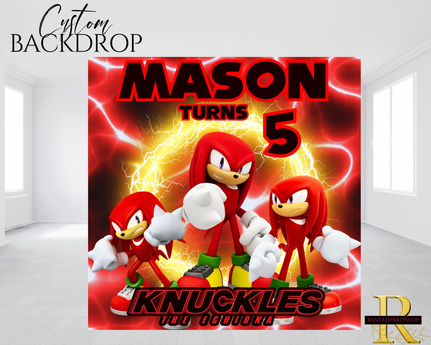 Knuckles Birthday Backdrop | Knuckles Birthday Banner | Birthday Backdrop | Knuckles the Echidna Birthday Party