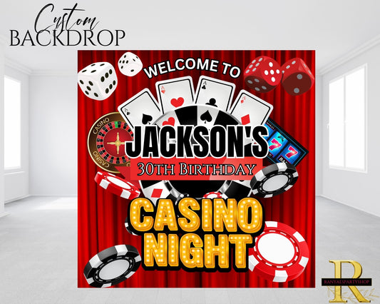 Casino Party Backdrop | Casino Party Banner | Casino Party Decorations | Birthday Backdrop