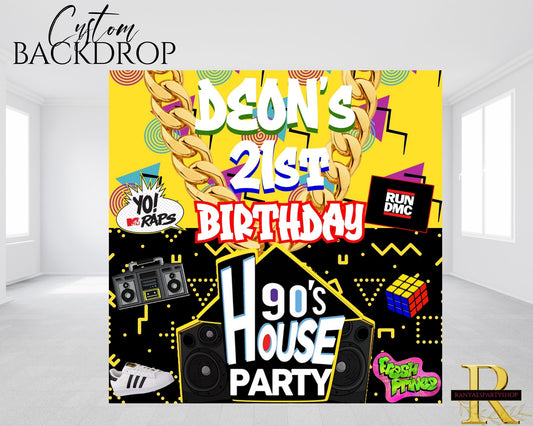 House Party Backdrop | 90's Party Banner | House Party Backdrop | Birthday Backdrop