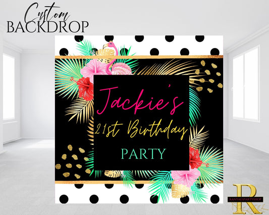 Aloha Tropical Birthday Backdrop | Tropical Birthday Banner | Tropical Party Decorations | Birthday Party| Backdrops | Banners