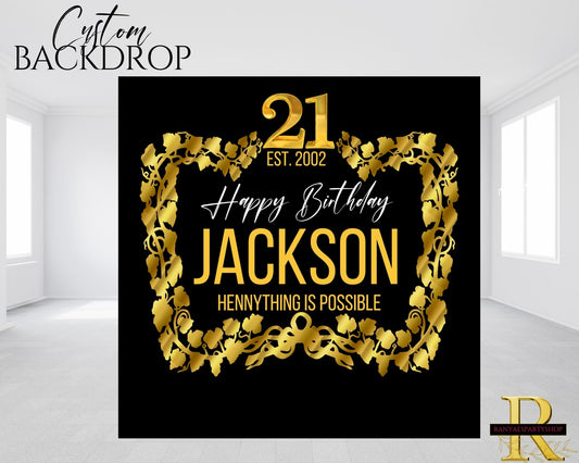 Cognac Vinyl Backdrop | Birthday Backdrop | Birthday Party Banner | Henny Backdrop