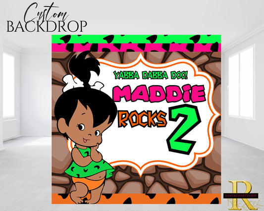 African American Pebbles Backdrop | African American Pebbles Banner | Pebbles Birthday Backdrop | Pebbles Party Banner