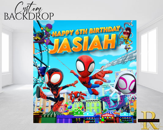 Spidey and Friends Vinyl Backdrop | Spidey and Friends Party | Birthday Backdrop | Birthday Party Banner | Spidey and Friends