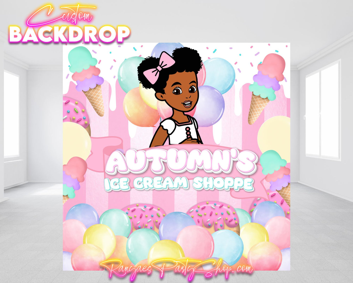 Gracie's Corner Ice Cream Themed Backdrop | Birthday Banner | Birthday Backdrop | Gracie's Corner Party Decorations