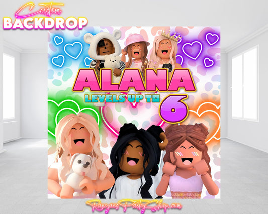 Girl Roblox Party Backdrop | Kids Party Backdrop | Birthday Backdrop | Party Backdrop | Party Banner | Banner | Backdrop