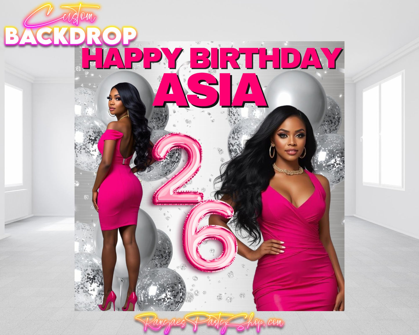 Pink and Silver Birthday Backdrop | Pink and Silver Birthday Party | Birthday Party Decorations | Backdrops | Banners