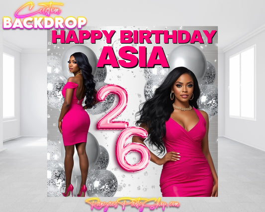 Pink and Silver Birthday Backdrop | Pink and Silver Birthday Party | Birthday Party Decorations | Backdrops | Banners