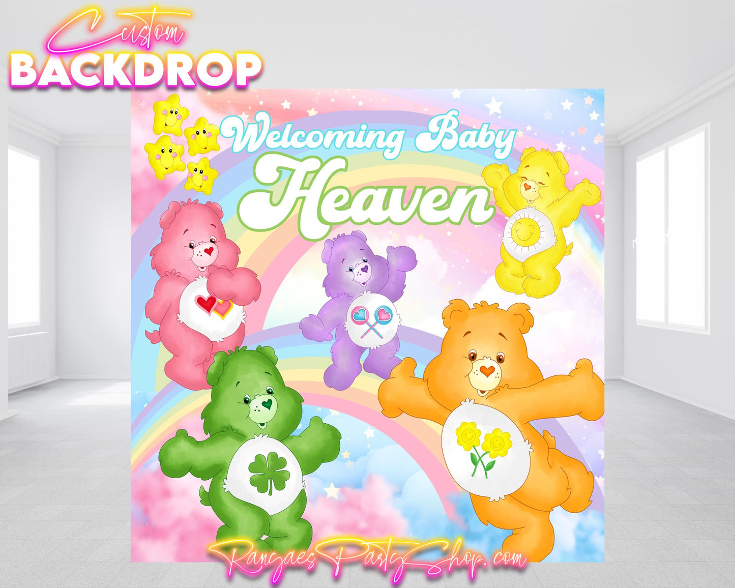Care Bears Pastel Backdrop | Care Bears Banner | Care Bear Birthday Backdrop | Care Bear Party Banner