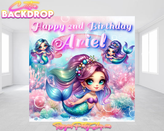 Mermaid Backdrop |  Mermaid Party | Mermaid Birthday Backdrop | Mermaid Birthday Banner