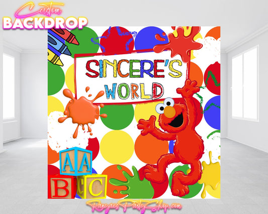 Elmo's World Party Backdrop | Elmo's World Birthday Party| Birthday Backdrop | Birthday  Banner
