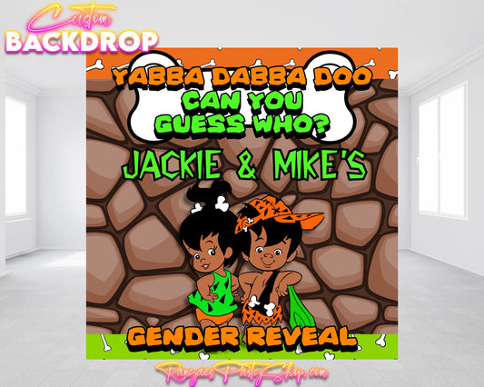 African American Bam Bam & Pebbles Gender Reveal | Gender Reveal Backdrop | Gender Reveal Decorations
