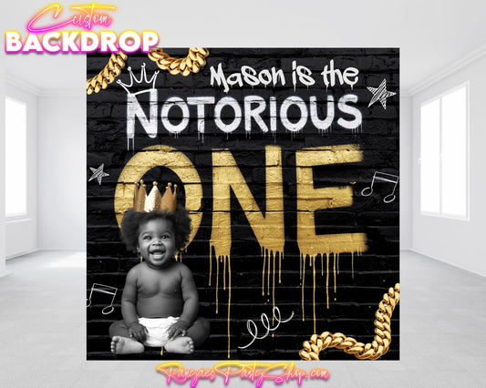The Notorious One Vinyl Backdrop | First Birthday Party |  First Birthday Backdrop | Notorious ONE Party Backdrop