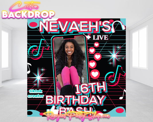 Tik Tok Party Backdrop | Music Party Banner | Tik Tok Party | Music Party Birthday Backdrop
