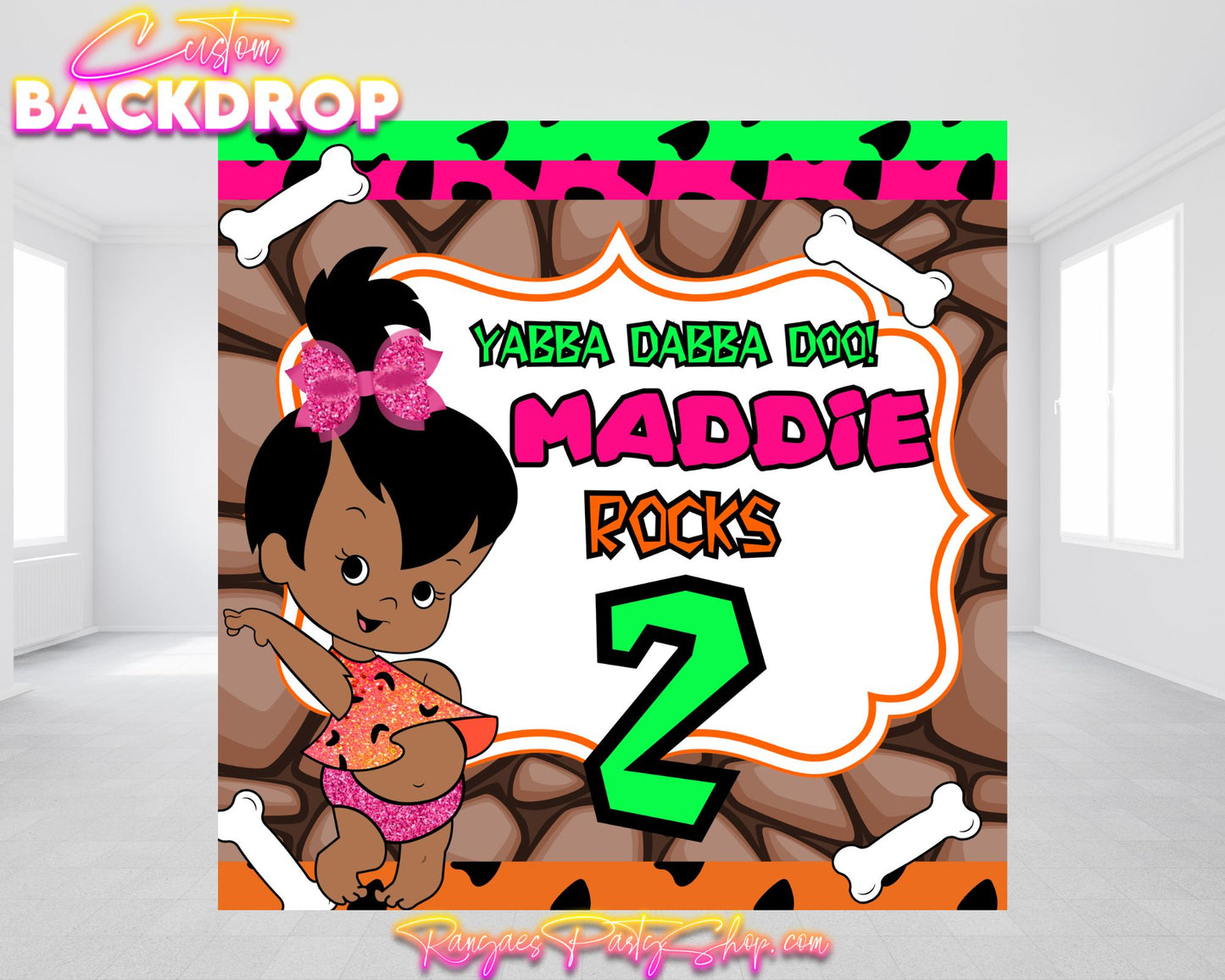 African American Pebbles Backdrop | African American Pebbles Banner | Pebbles Birthday Backdrop | Pebbles Party Banner