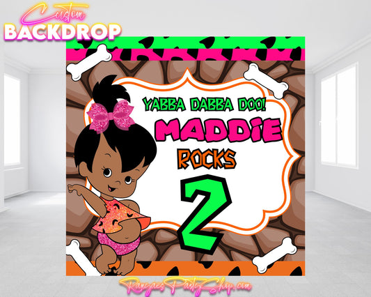 African American Pebbles Backdrop | African American Pebbles Banner | Pebbles Birthday Backdrop | Pebbles Party Banner