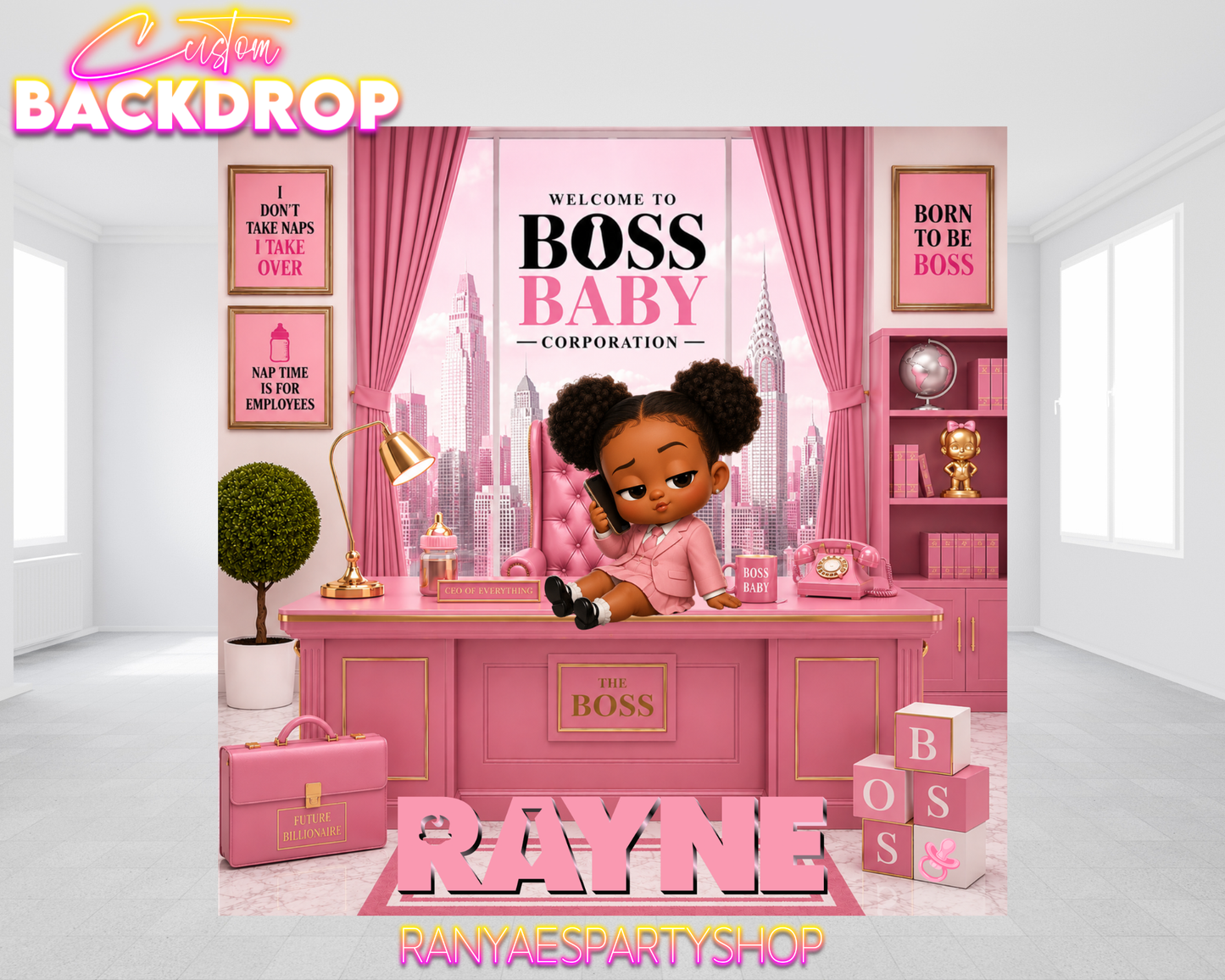 Girl Boss Baby Backdrop | Girl Boss Baby Banner | Party Backdrop | Birthday Backdrop | Boss Baby Party