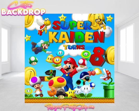 Super Mario Backdrop | Super Mario Banner | Birthday Backdrop | Birthday Party Banner