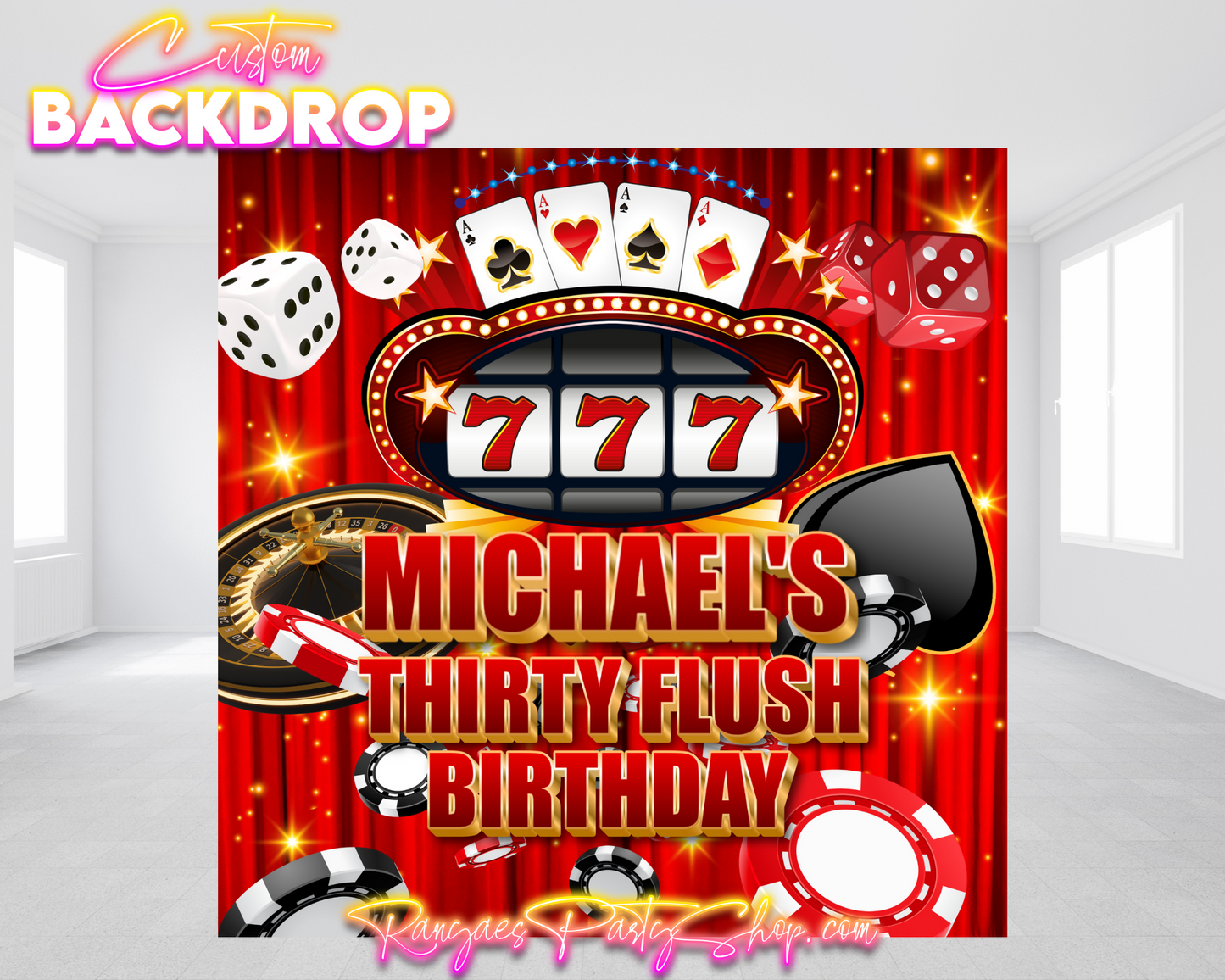 Casino Night Party Backdrop | Casino Party Banner | Casino Party Decorations | Birthday Backdrop