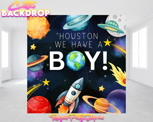 Houston We Have A Boy Backdrop | Baby Shower Banner | Baby Shower Backdrop | Houston We Have A Boy Baby Shower Decorations