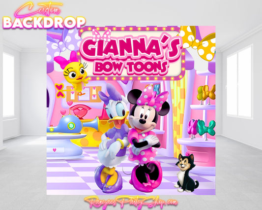 Minnie's Bow Toons Backdrop | Minnie's Bow Toons Banner | Birthday Backdrop | Minnie's Bow Toons Party