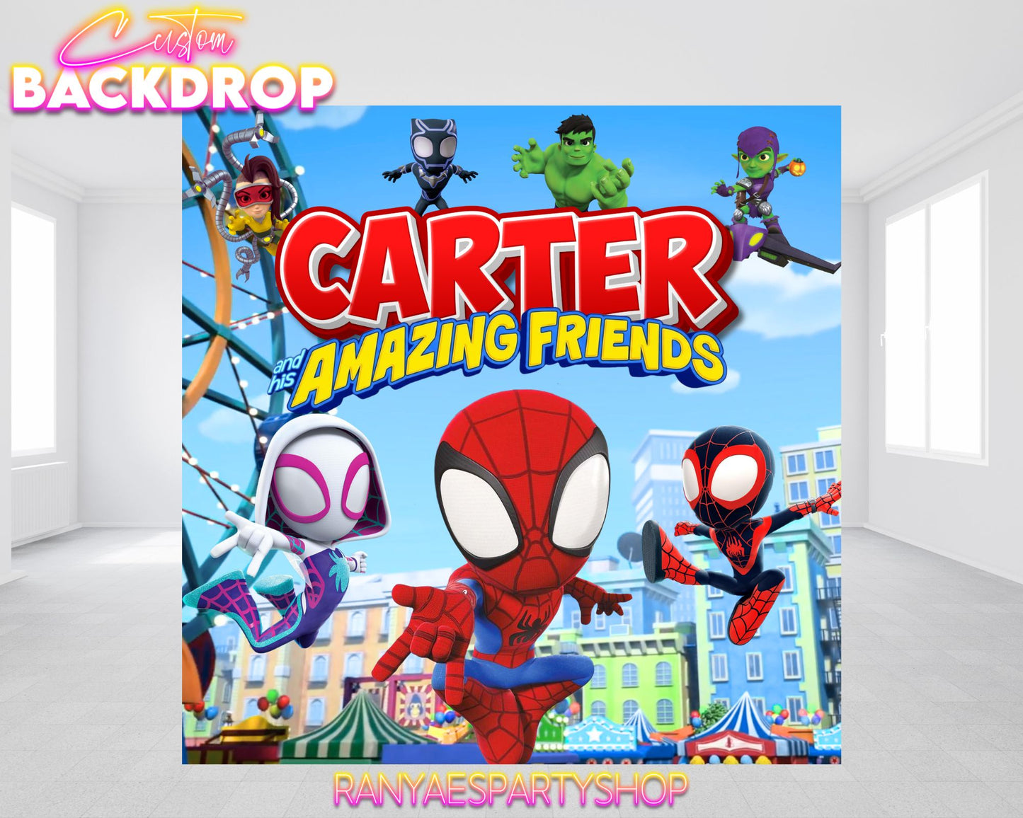 Spidey and Friends Vinyl Backdrop | Spidey and Friends Party | Birthday Backdrop | Birthday Party Banner | Spidey and Friends