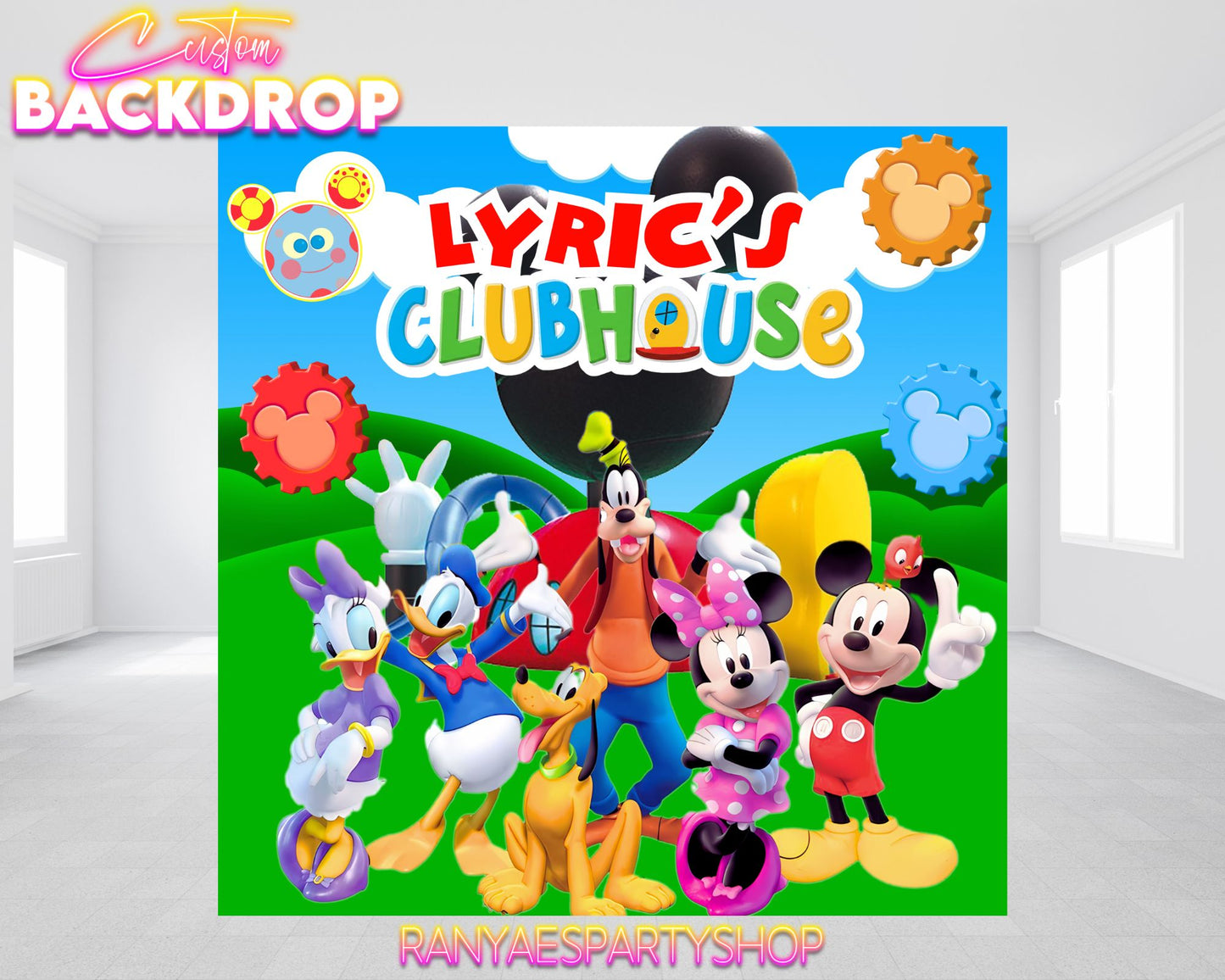 Mickey Mouse Clubhouse Backdrop | Mickey Mouse Clubhouse Banner | Birthday Backdrop | Birthday Banner