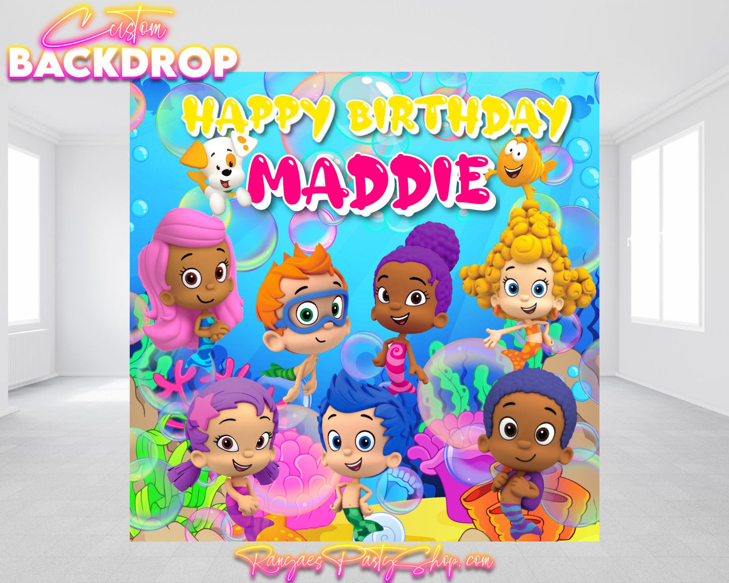 Bubble Guppie Backdrop | Bubble Guppie Banner | Bubble Guppie Party Backdrop | Birthday Backdrop