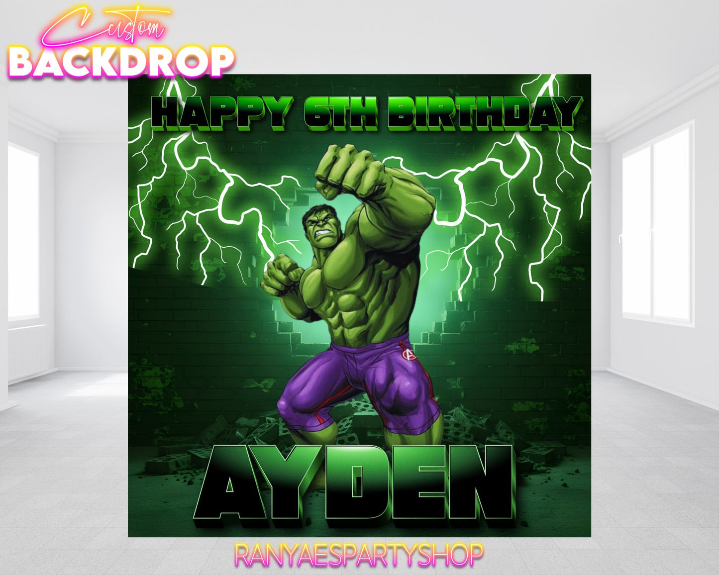 Hulk Birthday Backdrop | Hulk Banner | Hulk Birthday Party | Hulk Backdrop | Party Banner | Party Backdrop