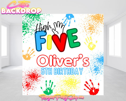 High Five Vinyl Backdrop | High Five Birthday Backdrop| 5th Birthday Party | Birthday Party Banner