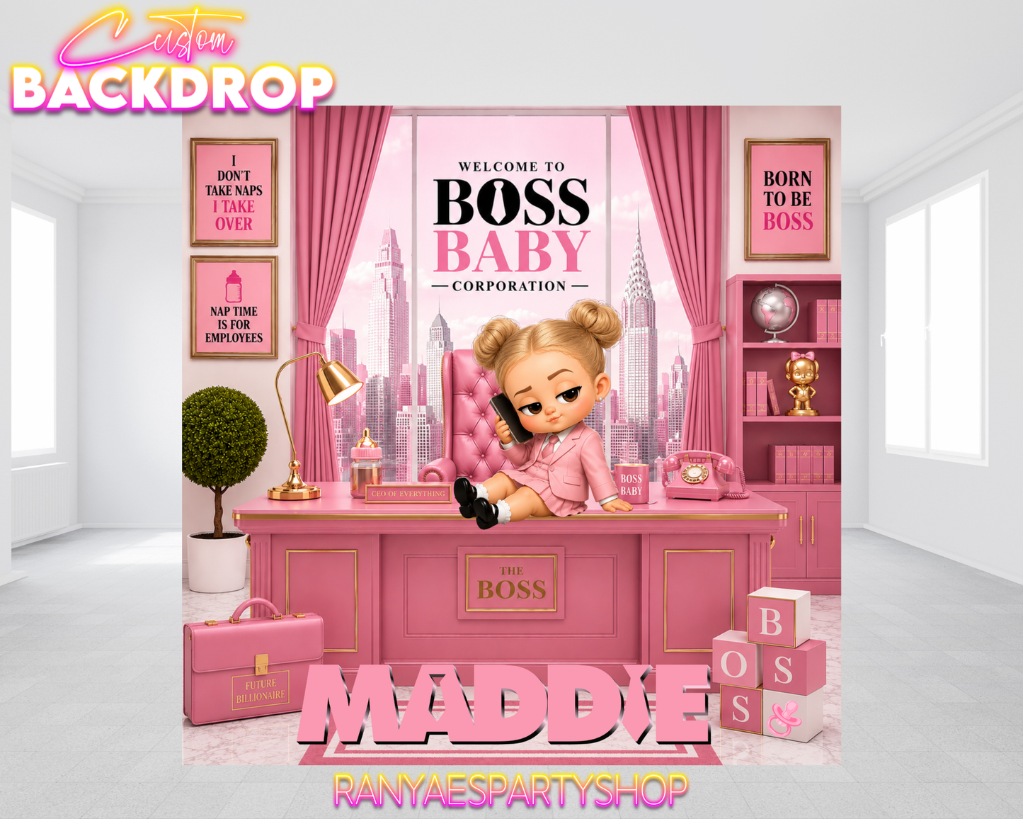 Girl Boss Baby Backdrop | Girl Boss Baby Banner | Party Backdrop | Birthday Backdrop | Boss Baby Party