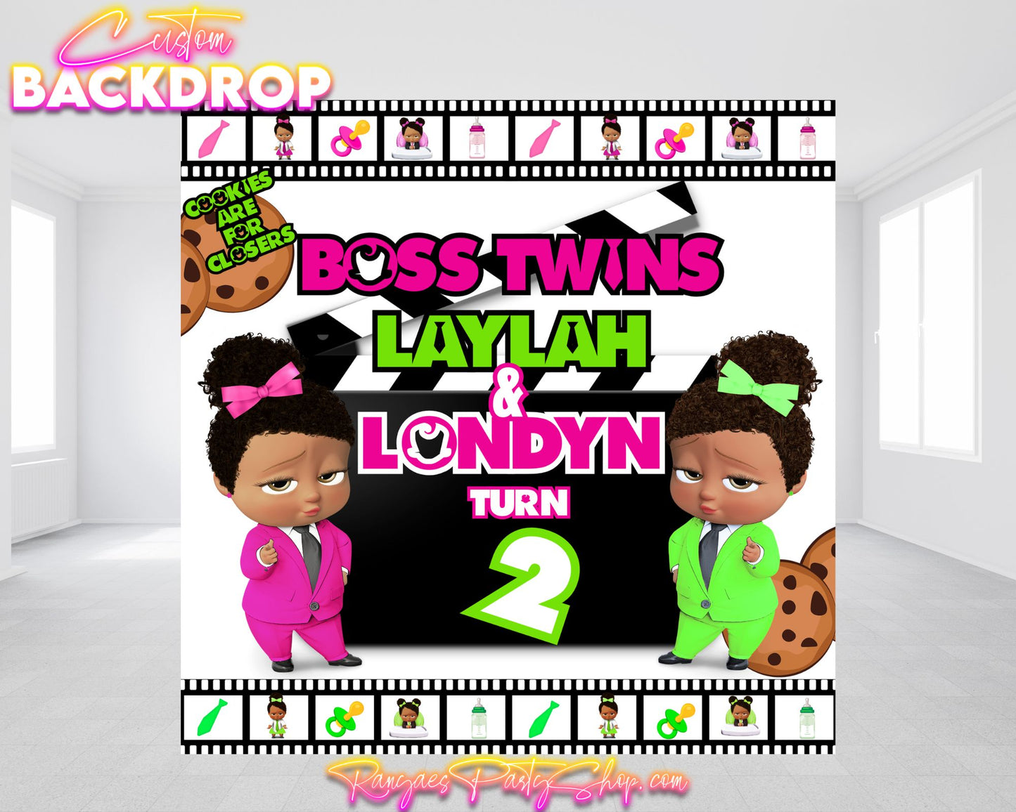 Boss Twins Backdrop | Boss Twins Banner | Party Backdrop | Birthday Backdrop | Boss Twins Party