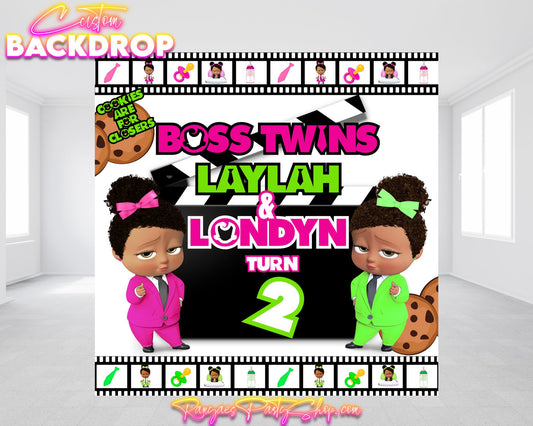 Boss Twins Backdrop | Boss Twins Banner | Party Backdrop | Birthday Backdrop | Boss Twins Party
