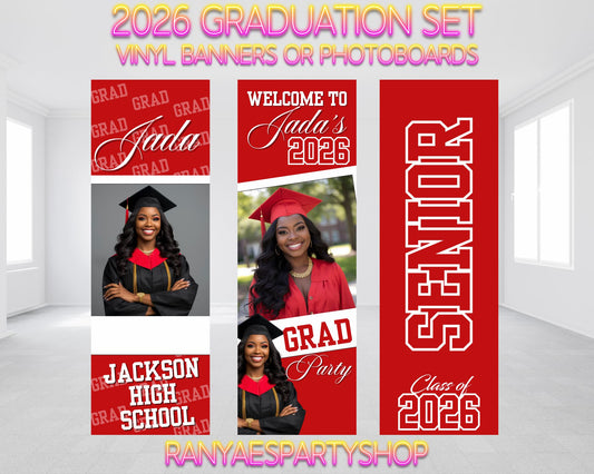 Graduation 2026 Vinyl Banners Set | Graduation 2026 Photo Board | Custom Graduation Banners or Photo Boards |