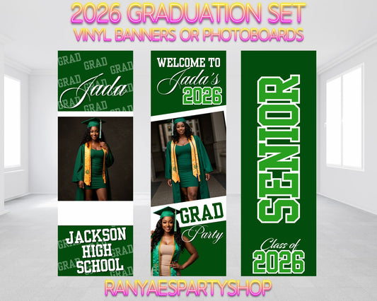 Graduation 2026 Vinyl Banners Set | Graduation 2026 Photo Board | Custom Graduation Banners or Photo Boards |