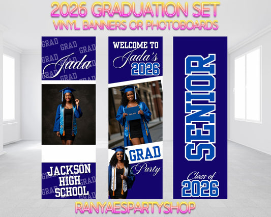 Graduation 2026 Vinyl Banners Set | Graduation 2026 Photo Board | Custom Graduation Banners or Photo Boards |