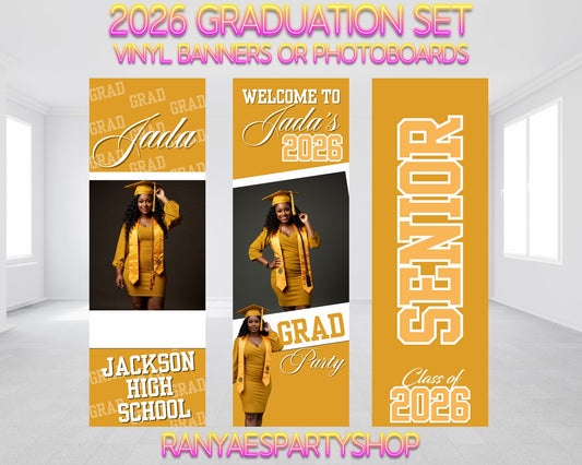 Graduation 2026 Vinyl Banners Set | Graduation 2026 Photo Board | Custom Graduation Banners or Photo Boards |