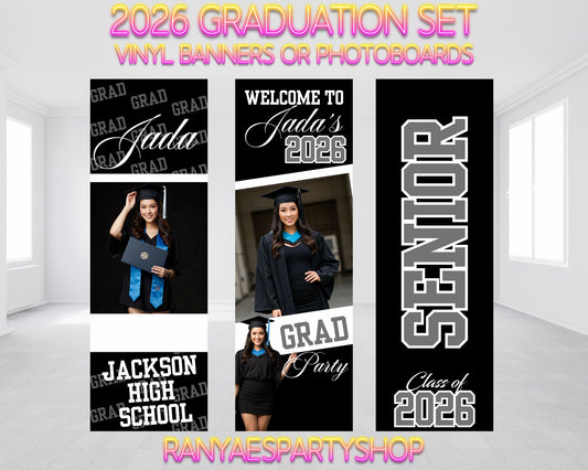 Graduation 2026 Vinyl Banners Set | Graduation 2026 Photo Board | Custom Graduation Banners or Photo Boards |