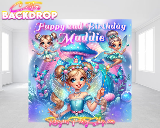 Fairy Backdrop | Fairy Party | Birthday Backdrop | Birthday  Banner | Fairy Birthday Party Backdrop