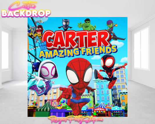 Spidey and Friends Vinyl Backdrop | Spidey and Friends Party | Birthday Backdrop | Birthday Party Banner | Spidey and Friends