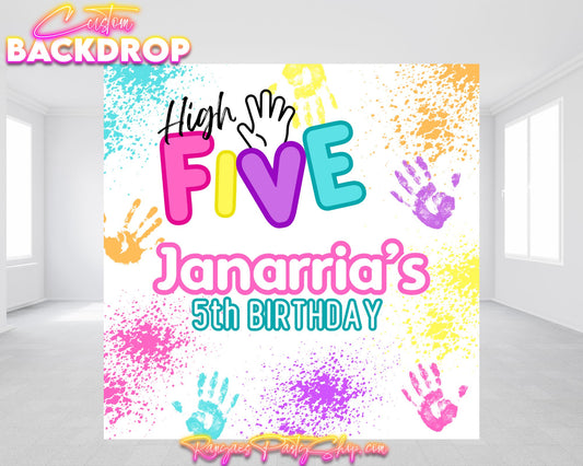High Five Vinyl Backdrop | High Five Birthday Backdrop| 5th Birthday Party | Birthday Party Banner