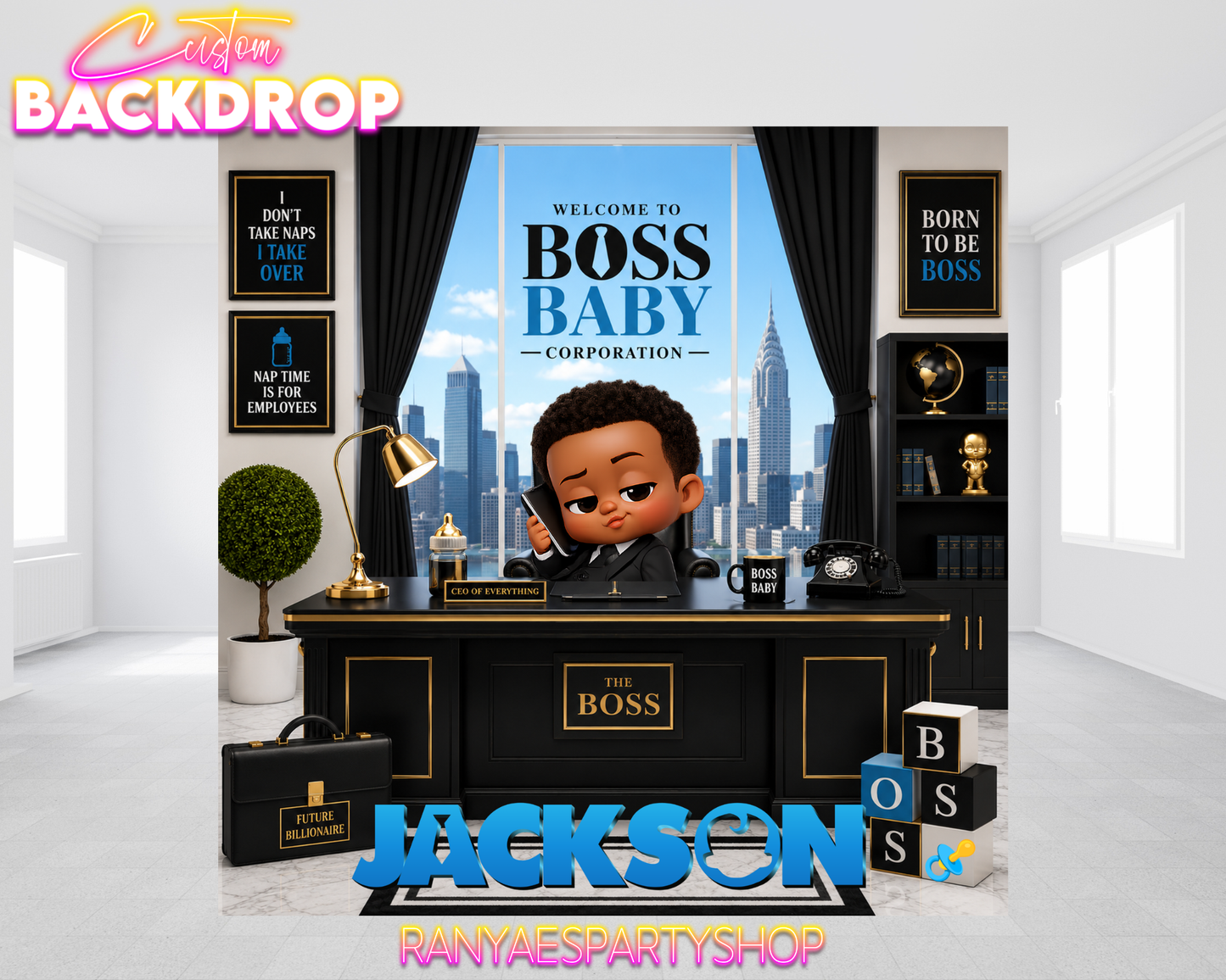 Boss Baby Backdrop | Boss Baby Banner | Party Backdrop | Birthday Backdrop | Boss Baby Party