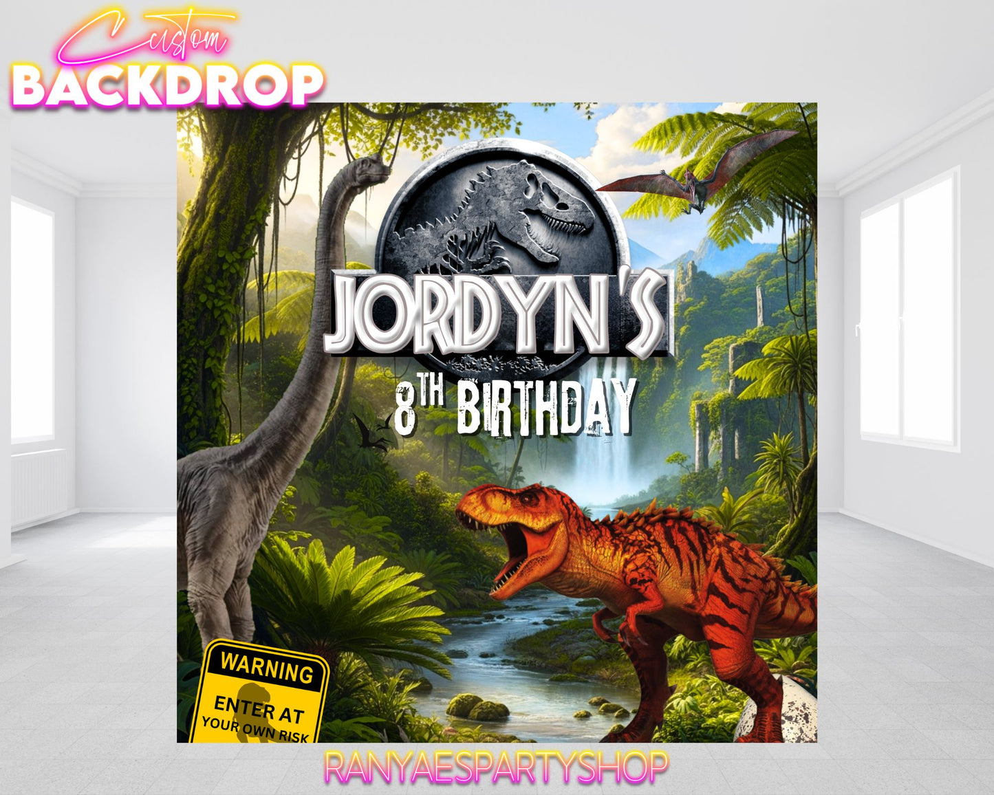 Dinosaur Backdrop | Dinosaur Banner | Birthday Backdrop | Birthday Party Banner | Jurassic Park Backdrop