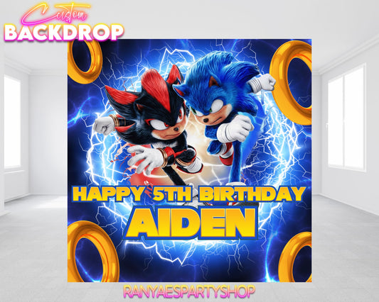 Sonic Birthday Backdrop | Sonic Birthday Banner | Birthday Backdrop | Sonic the Hedgehog Birthday Party