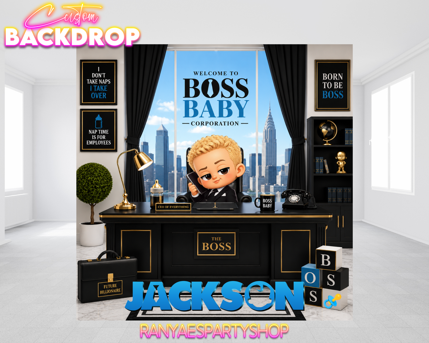 Boss Baby Backdrop | Boss Baby Banner | Party Backdrop | Birthday Backdrop | Boss Baby Party