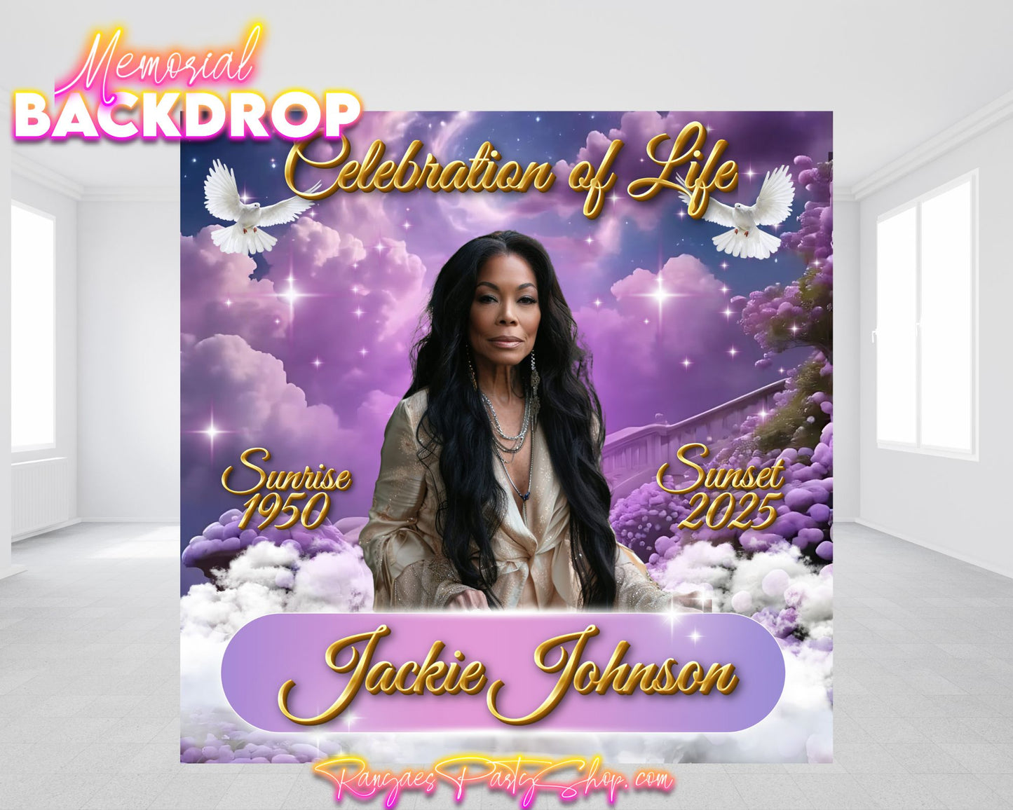 Memorial Backdrop | Celebration of Life Backdrop | Homegoing Backdrop | In Loving Memory Backdrop
